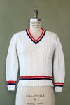 Preppy Cable V-neck Sweater XS/S
