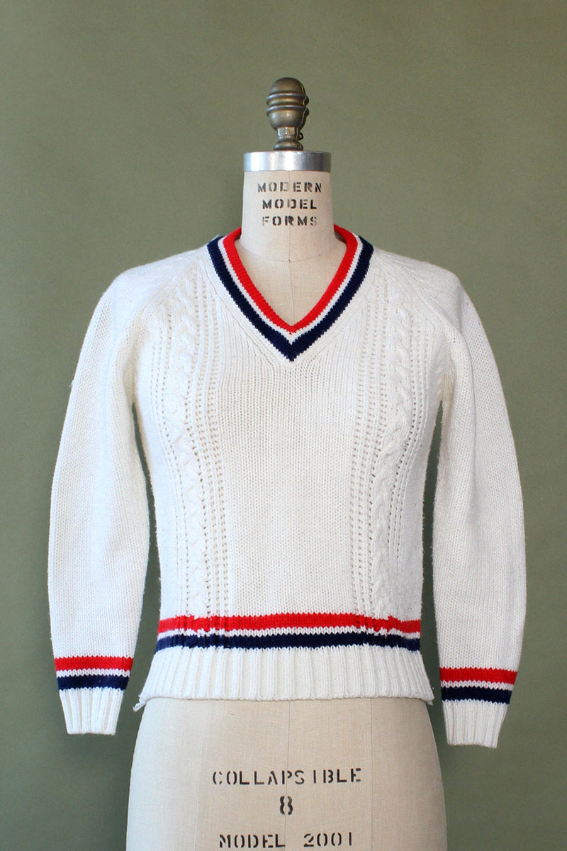 Preppy Cable V-neck Sweater XS/S