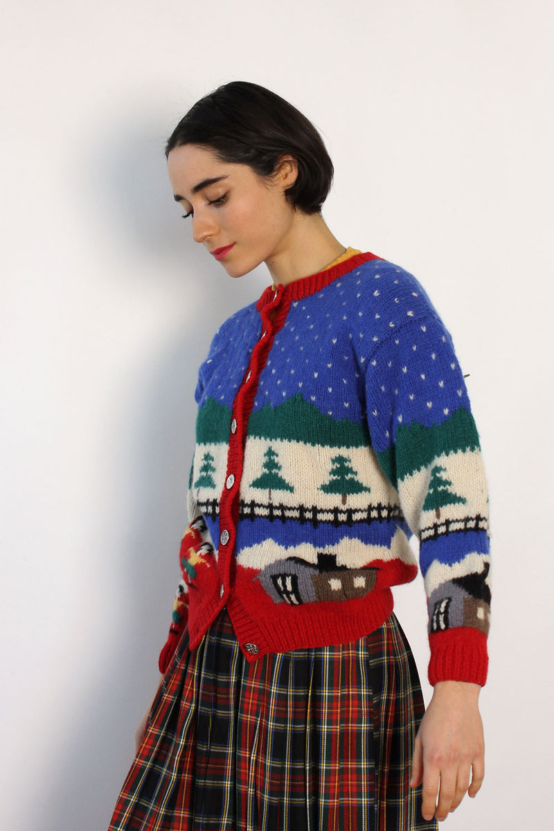 Chunky Holiday Intarsia Cardigan XS/S