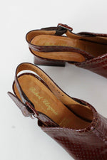 Robert Clergerie Snakeskin Chunky Heel Mules 9