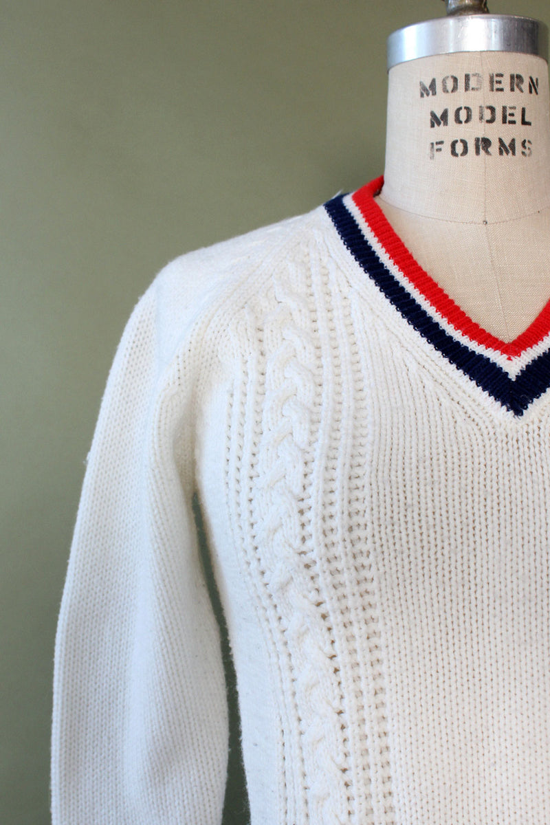 Preppy Cable V-neck Sweater XS/S