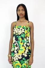 60s Tahiti Floral Maxi Dress S