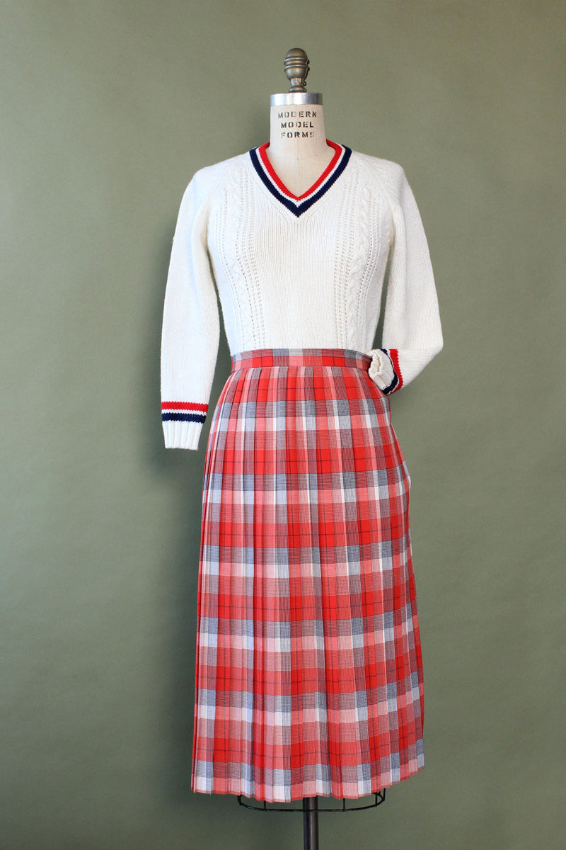 Preppy Cable V-neck Sweater XS/S