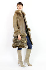 Highlander leather & fur coat S