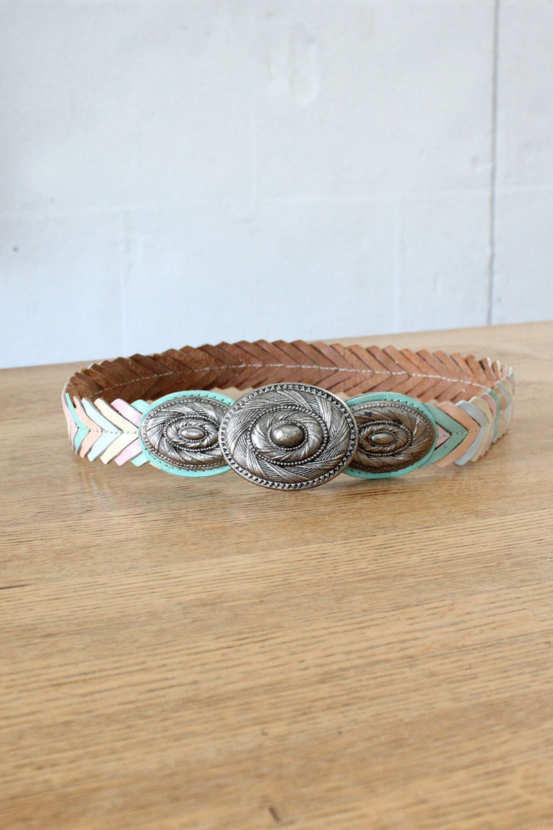 Pastel Chevron Leather Western Belt