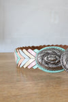 Pastel Chevron Leather Western Belt