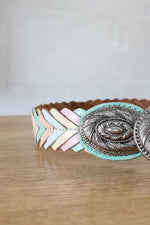 Pastel Chevron Leather Western Belt
