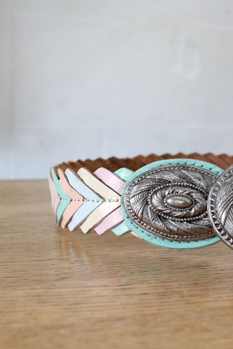 Pastel Chevron Leather Western Belt
