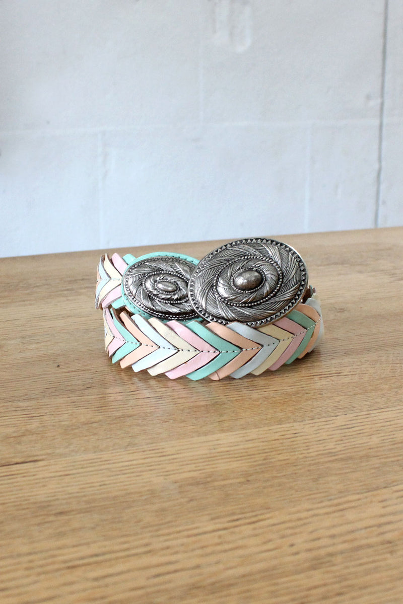 Pastel Chevron Leather Western Belt