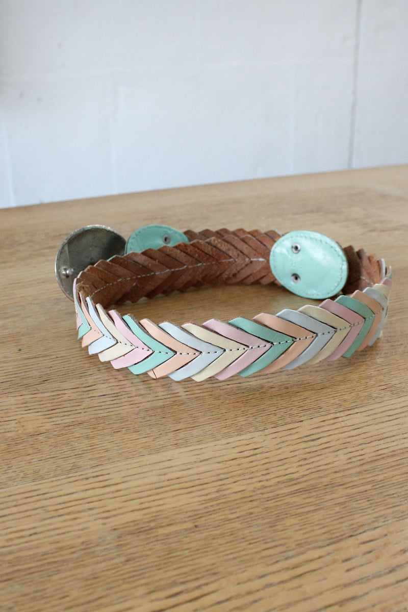 Pastel Chevron Leather Western Belt