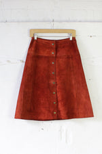 Rust Red 70s Suede Skirt S