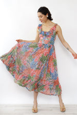 Sketchy Floral Sheer Ruffle Dress XS