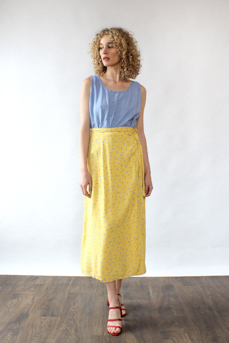 Lemon Ditsy Wrap Skirt S-L