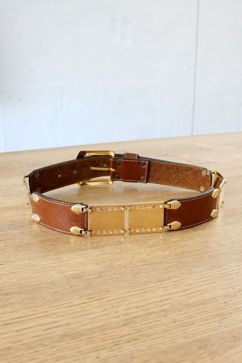Spanish Leather Brass Hinge Belt