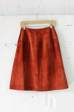 Rust Red 70s Suede Skirt S