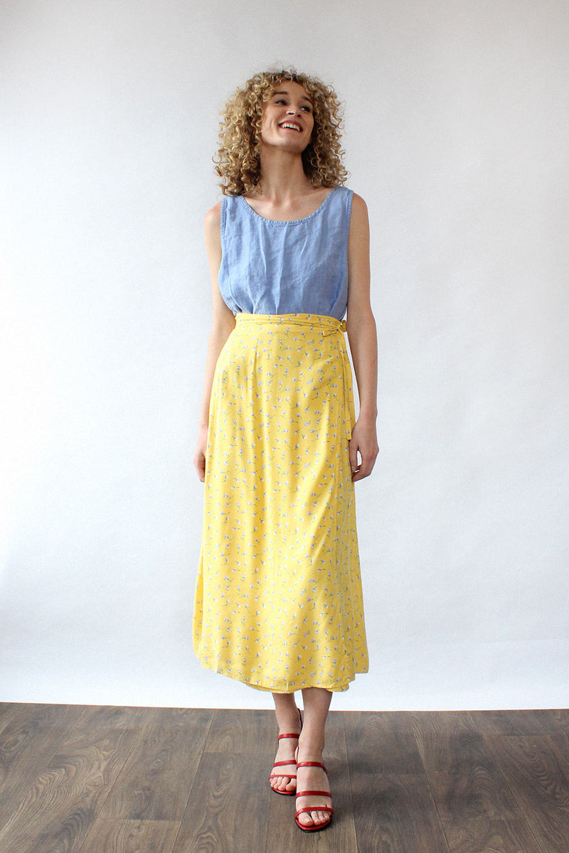 Lemon Ditsy Wrap Skirt S-L