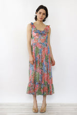 Sketchy Floral Sheer Ruffle Dress XS