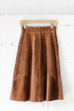 High Waist Walnut Suede Skirt XS/S