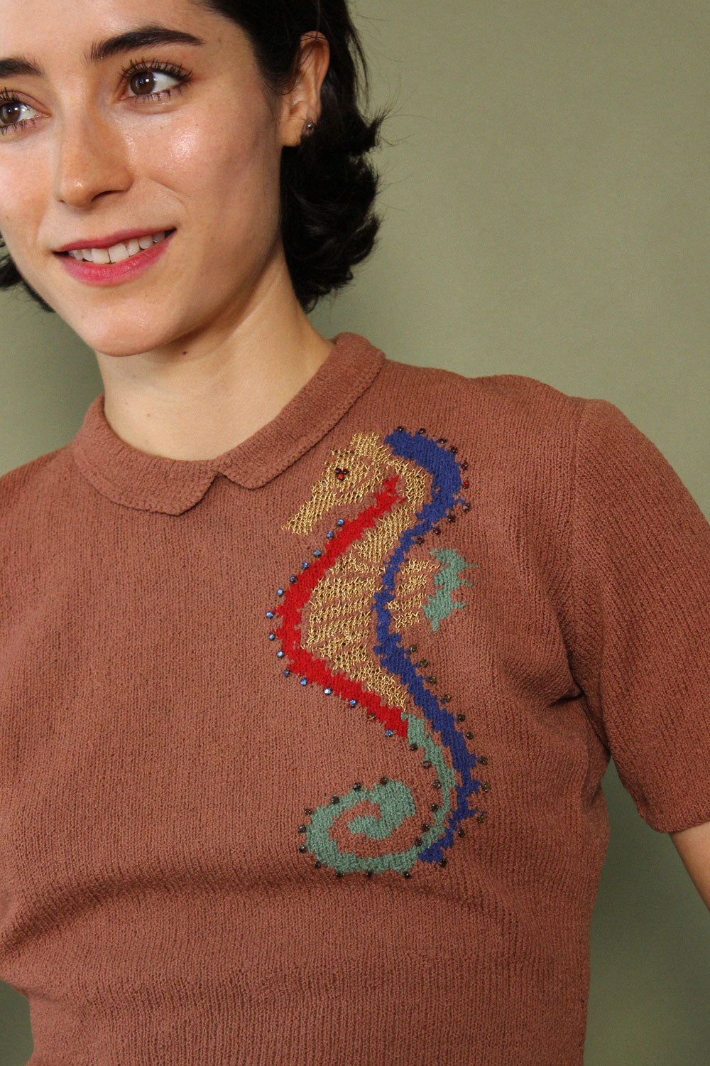 Seahorse Gem Knit Top S