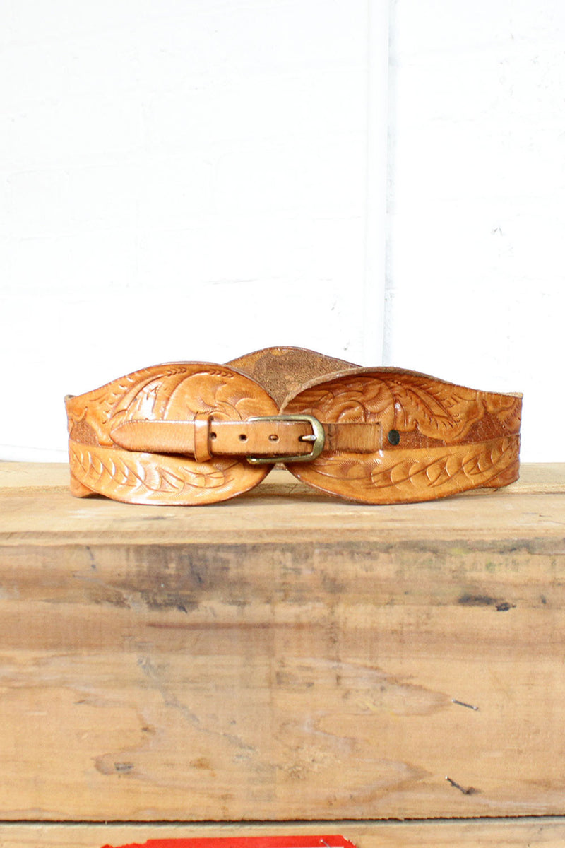 Tooled Leather Waist Belt