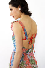 Sketchy Floral Sheer Ruffle Dress XS