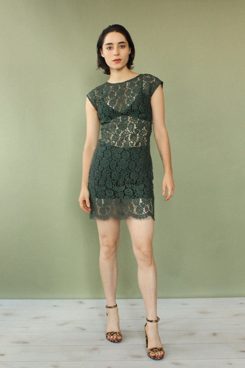 Forest Sheer Lace Dress XS