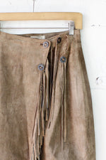 Desert Suede Fringe Wrap Skirt S/M