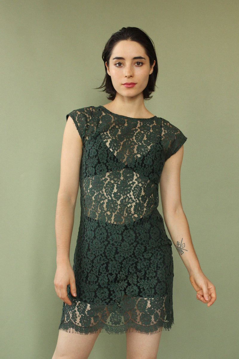 Forest Sheer Lace Dress XS