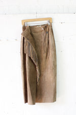 Desert Suede Fringe Wrap Skirt S/M