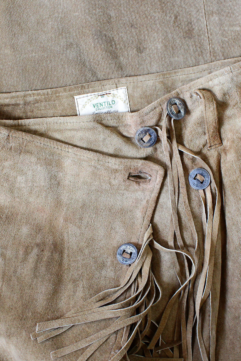 Desert Suede Fringe Wrap Skirt S/M