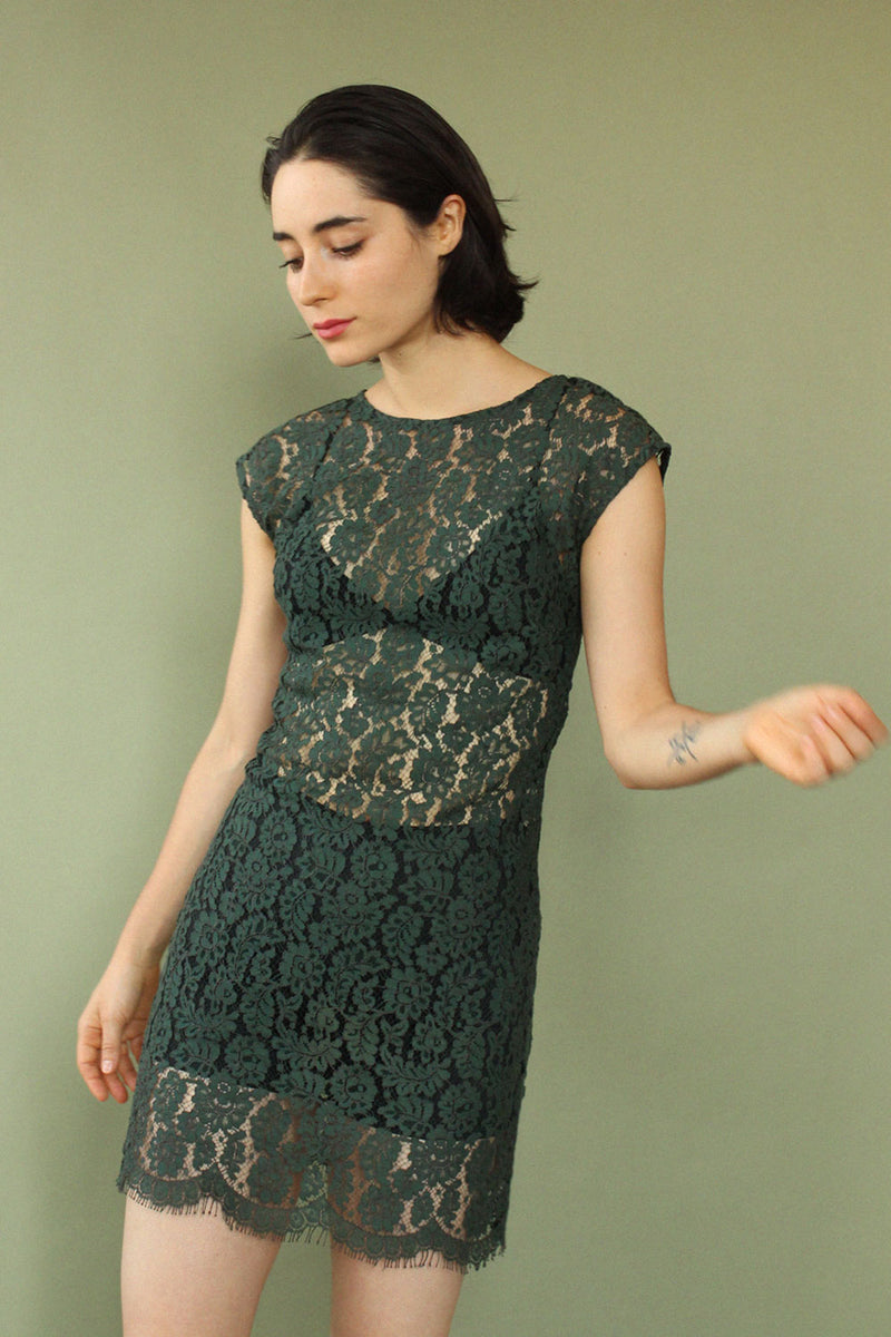 Forest Sheer Lace Dress XS
