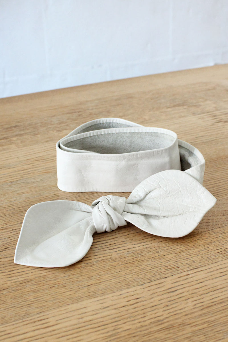 WORTH-White Leather Knotted Bow Belt White PU Leather Wrap Belt for Women 70.5 x 1.6 Inch Soft  main image 4