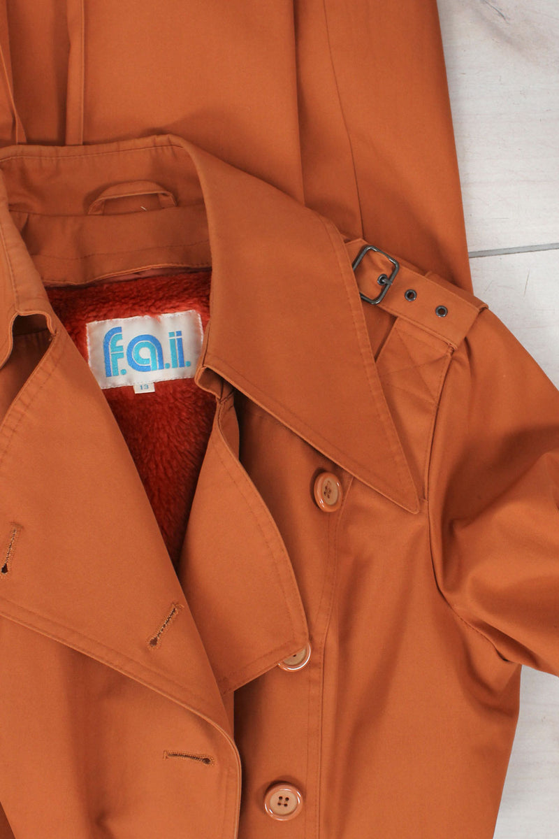 Burnt Orange Trench Coat M