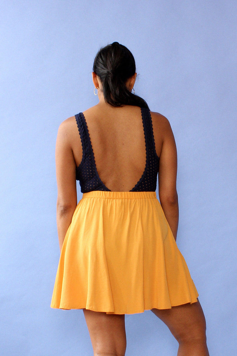 Mustard Flared Mini Skirt M/L