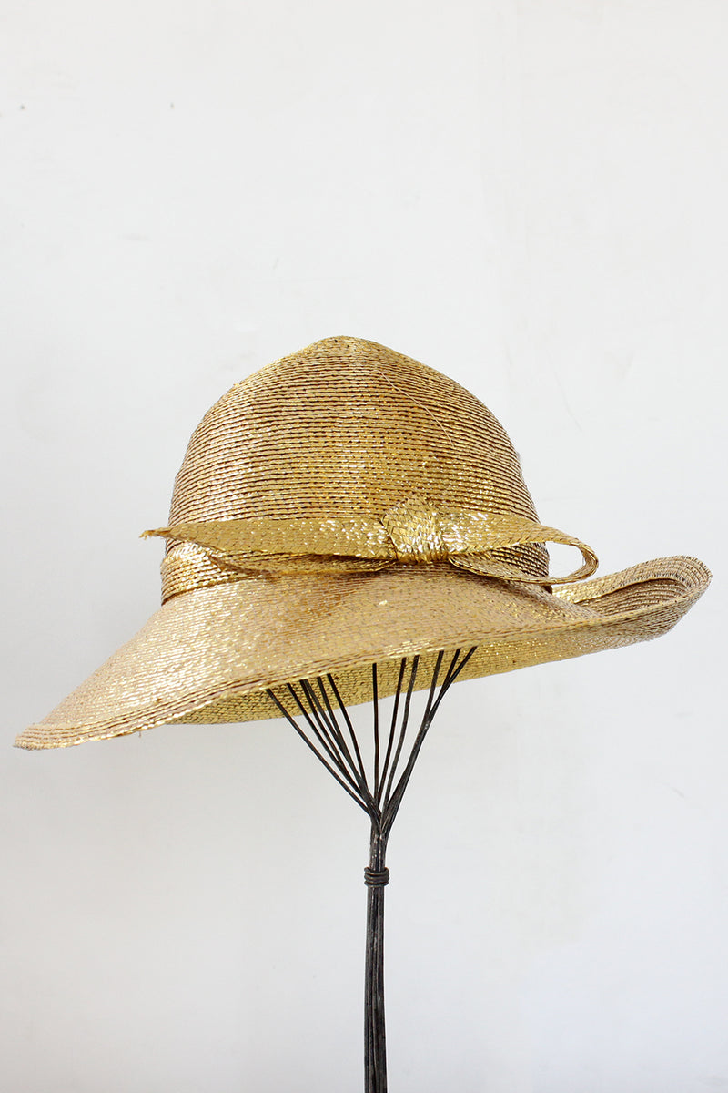 Frank Olive Metallic Wide Brim Hat