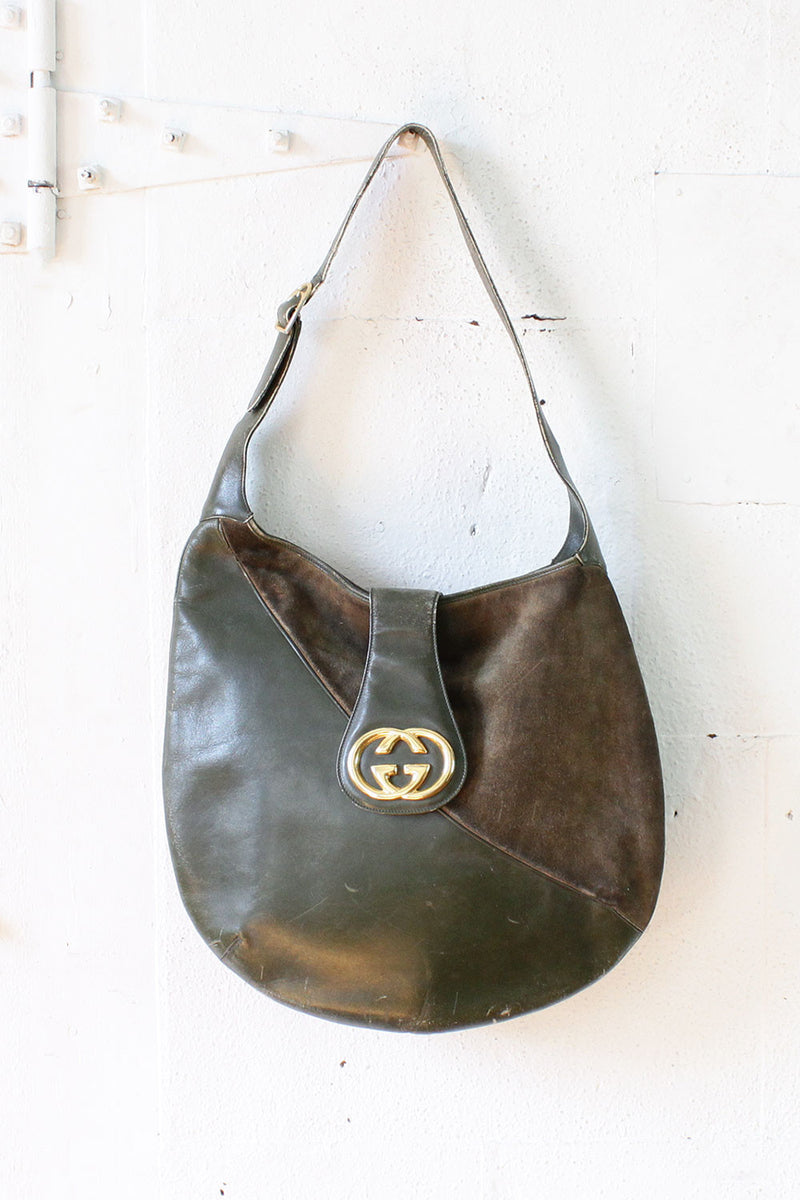 Vintage Gucci 70s Forest Green Hobo