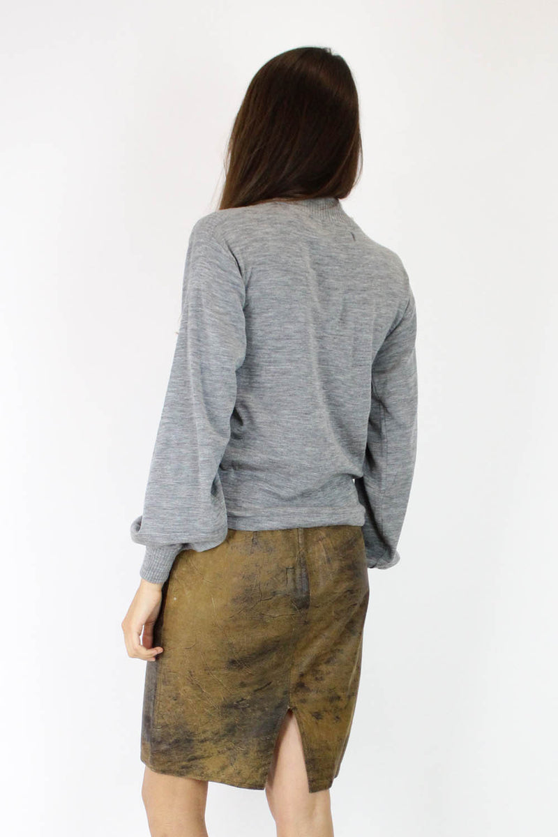 Distressed Leather High Waist Skirt S