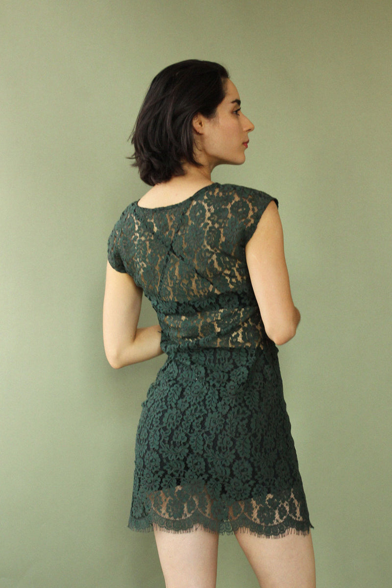 Forest Sheer Lace Dress XS