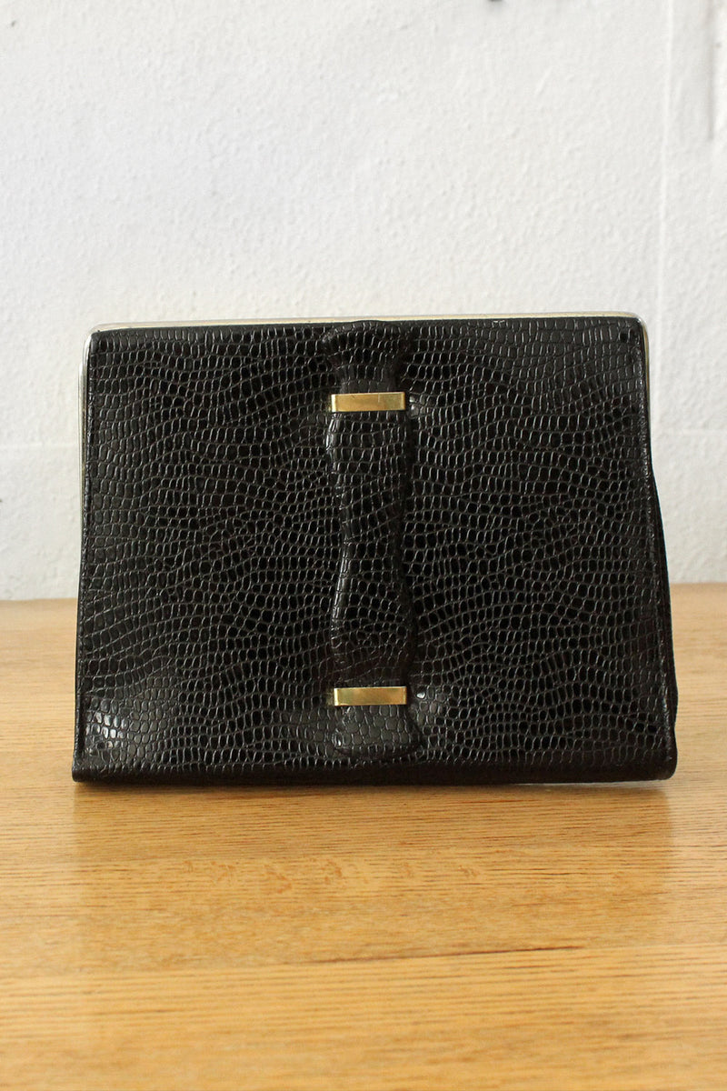 Embossed Brass Frame Clutch