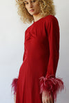 Merlot Feather Cuff Dress S