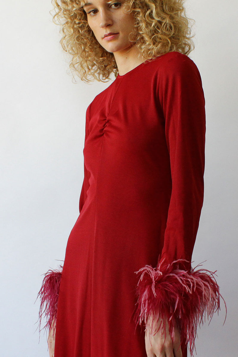 Merlot Feather Cuff Dress S
