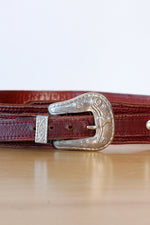 Burgundy Western Leather Belt