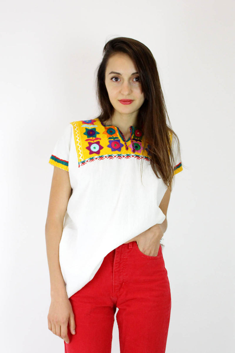 vintage mexican embroidered tops