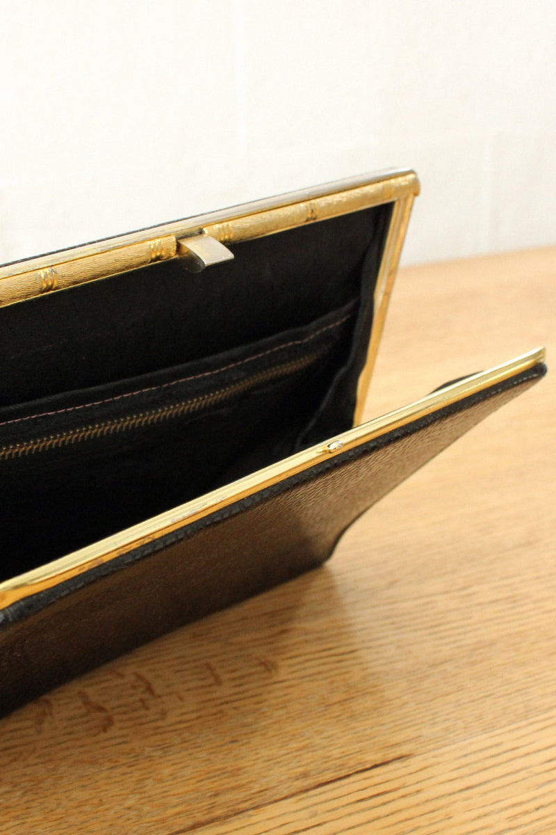 Embossed Brass Frame Clutch