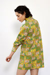 Patch Print Collared Mini Shirtdress M