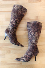 Leopard Pointy Toe Boots 7.5