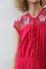 Hot Pink Bali Lace Jumpsuit M/L