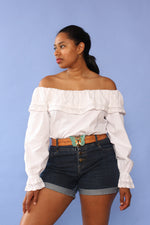 Cotton Eyelet Off Shoulder Top M/L