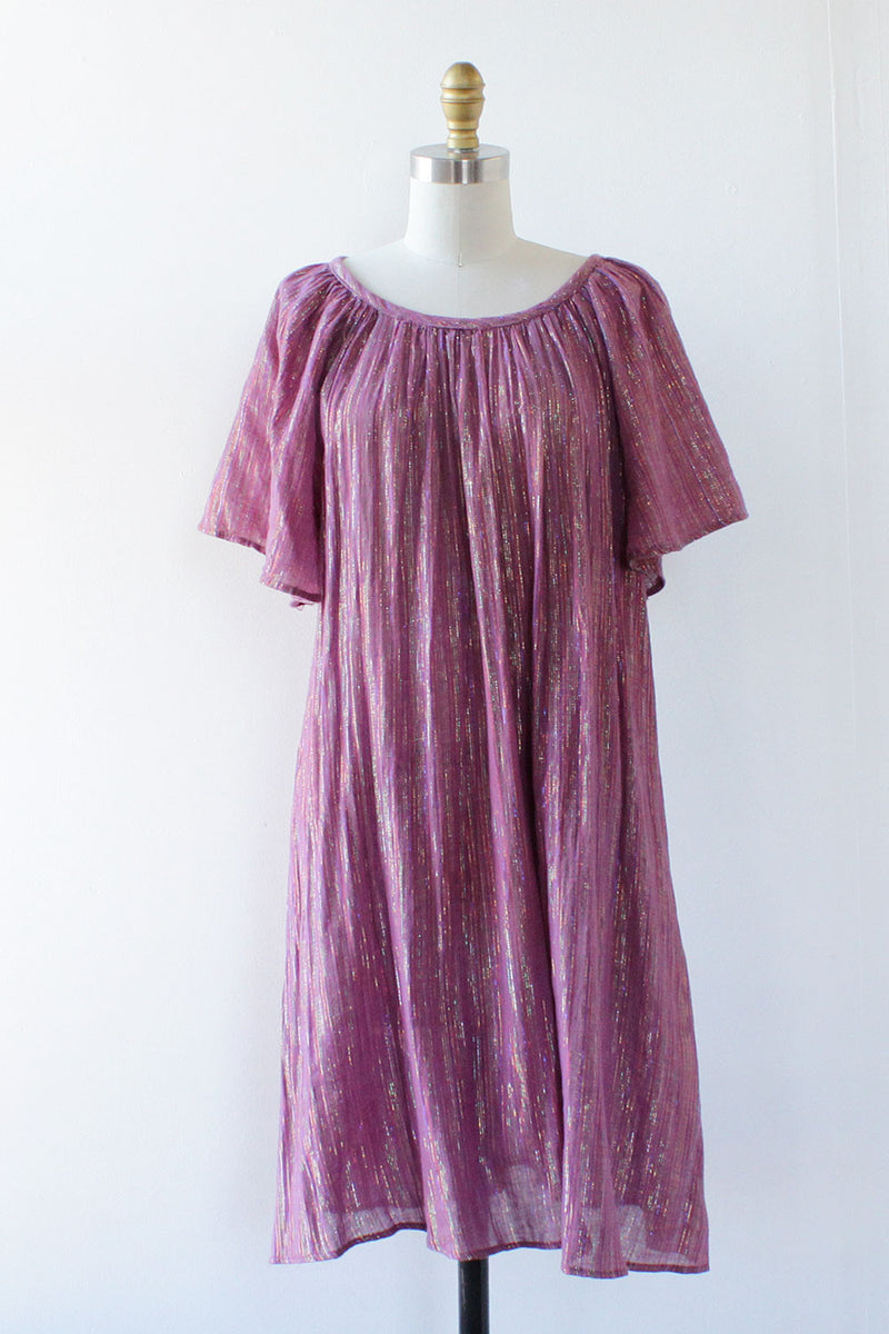 purple tent dress Boho Hippie Dress Purple Floral Dress Tent Dress Bohemian 80s Vintage Tunic Trapeze Midi 1/2 Sleeve Small S