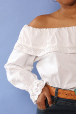 Cotton Eyelet Off Shoulder Top M/L